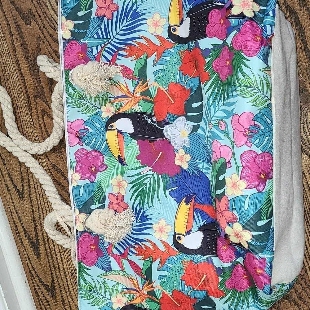 Large canvas tropical print tote bag NWT - Picture 5 of 8